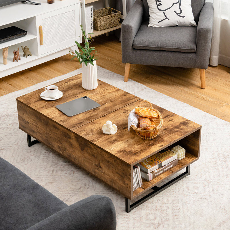Friedegunde Lift Top Sled Coffee Table with Storage, Brown