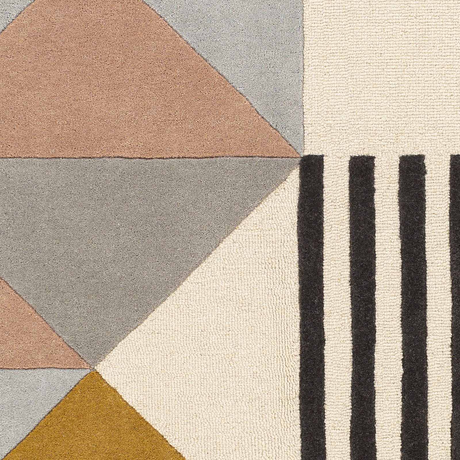 Laureate Cream Light Gray Hand-Tufted Wool Rug, Rectangle 6' x 9'