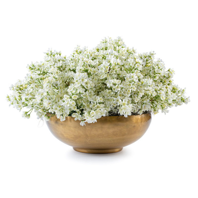 Faux Cream Floral Arrangement in Bowl