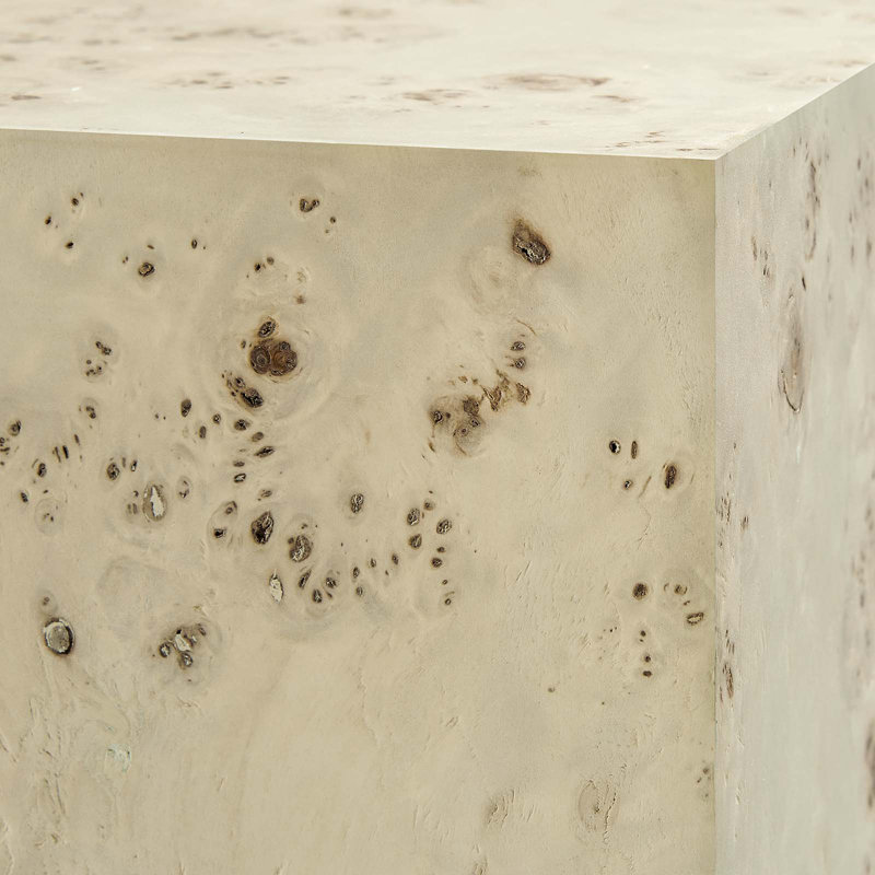 Bleached Burl Wood Square Accent Table with MDF Veneer