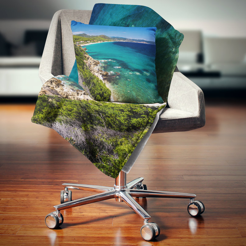 Magnifique plage grecque de mer - coussin imprimé Sea & Shore, 18 po x 18 po, Coussin décoratif