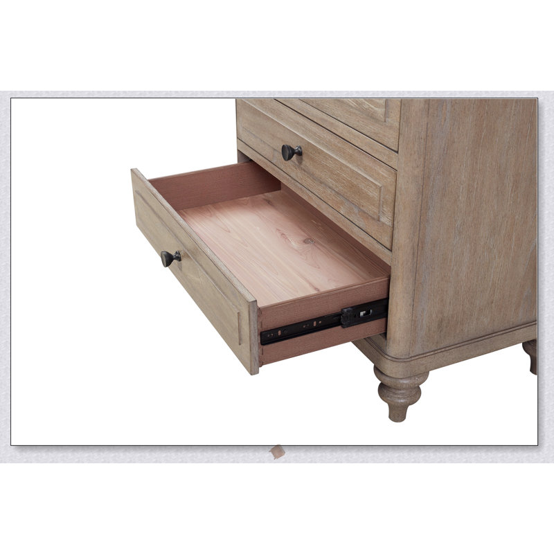 Table de chevet 3 tiroirs avec finition sable, charge USB et rangement doublé de cèdre pour les chambres à coucher modernes