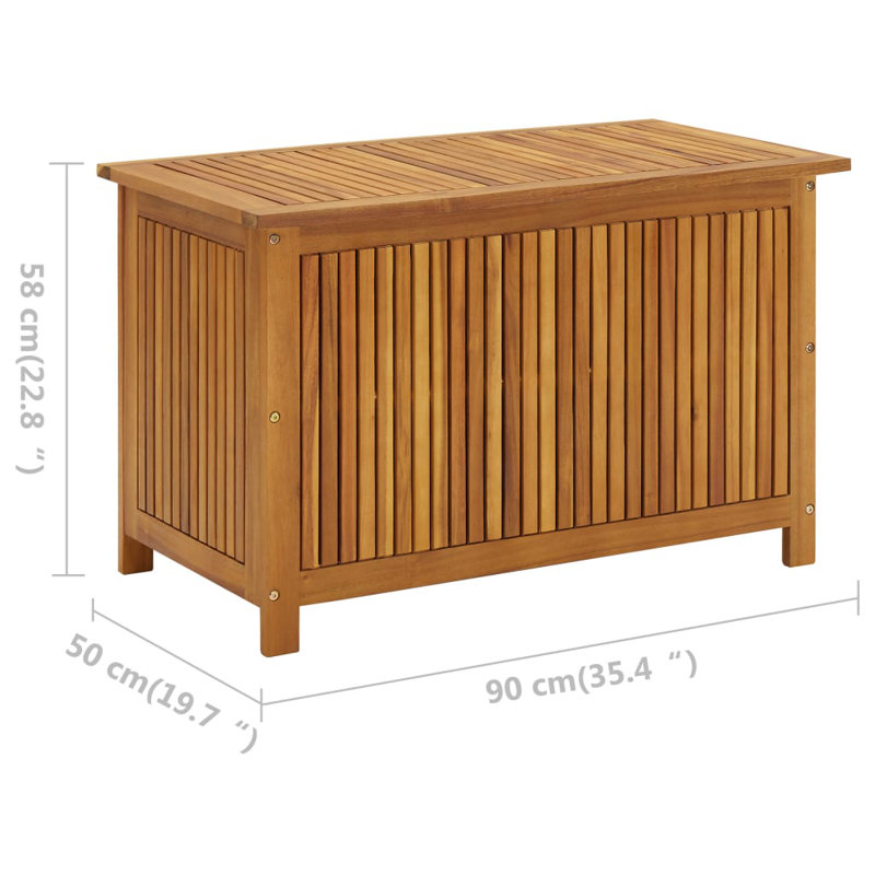 Solid Acacia Wood Outdoor Deck Box with Water-Resistant Bag