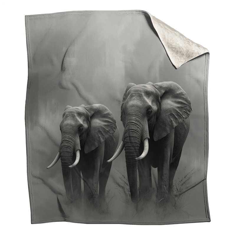 Two African Elephants Blankets, 60in W x 80in H