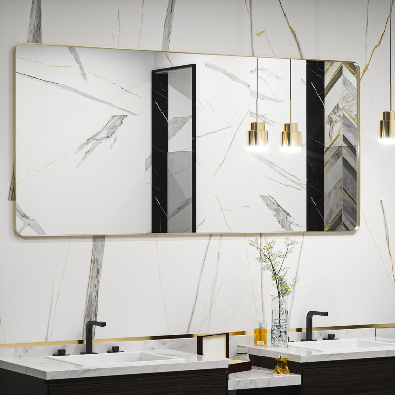 Miroir d'appoint Tyro, Noir mat, 48 po x 30 po, Rectangulaire