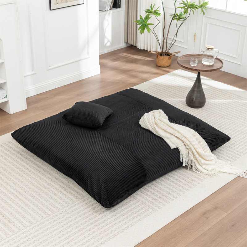Fauteuil à billes de plancher, Velours côtelé noir