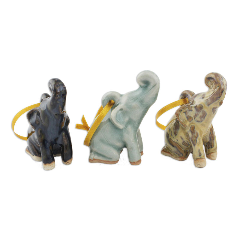 Ornement figurine suspendue happy éléphants