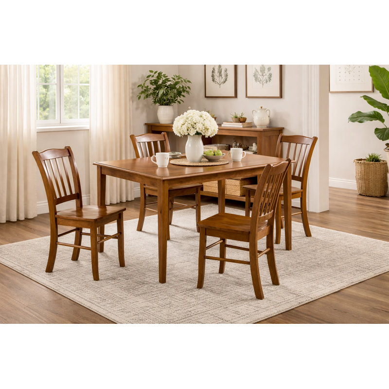 Weldy 4 - Person Solid Wood Top Four Leg Dining Set, Walnut