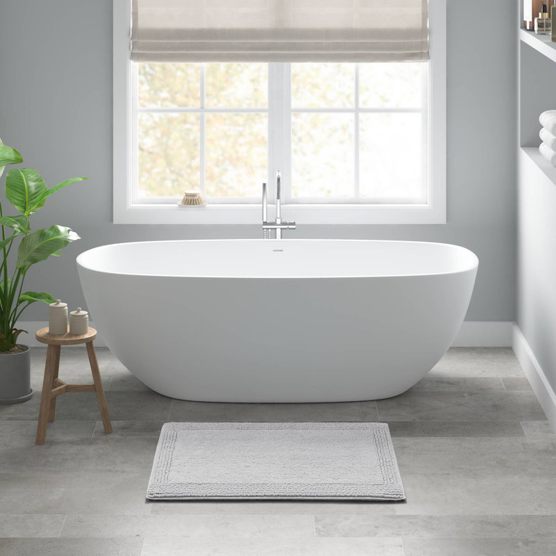 Splendor 100% Cotton Tufted 3000 GSM Reversible Bath Rug, Gray, 24" W x 36" L
