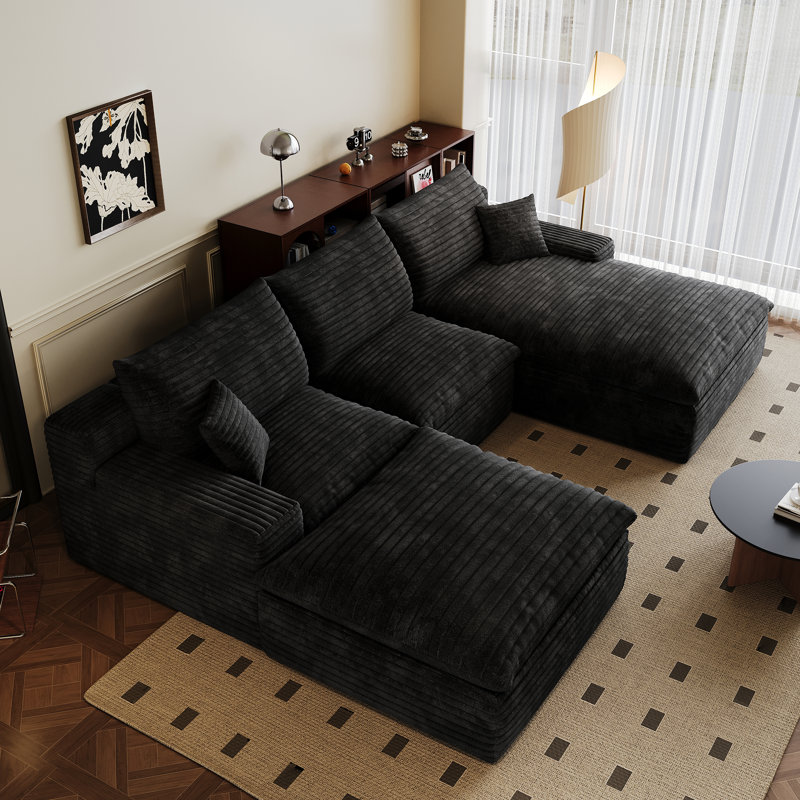 Canapé modulaire en forme de U 106 po 106 po, canapé en chenille moderne avec repose-pieds 6 places avec repose-pieds pour salon, chambre à coucher et appartement