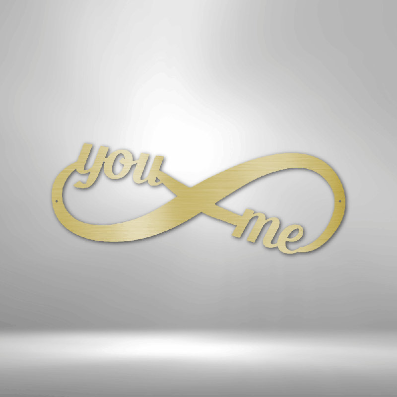 You and Me Infinity Steel Sign Laser Cut Powder Coated Home & Office Metal Wall Decor Multiple Sizes & Colours, Gold