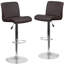 Contemporary Vinyl Adjustable Height Barstool with Rolled Seat and Chrome Base-2059449251