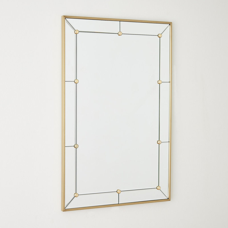 Rectangular Stud Rectangle Steel Beveled Mirror