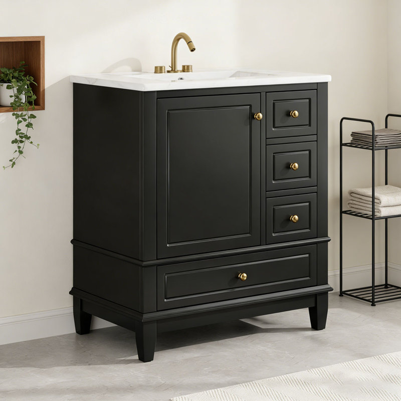 Meuble-lavabo 30 po avec lavabo, Noir
