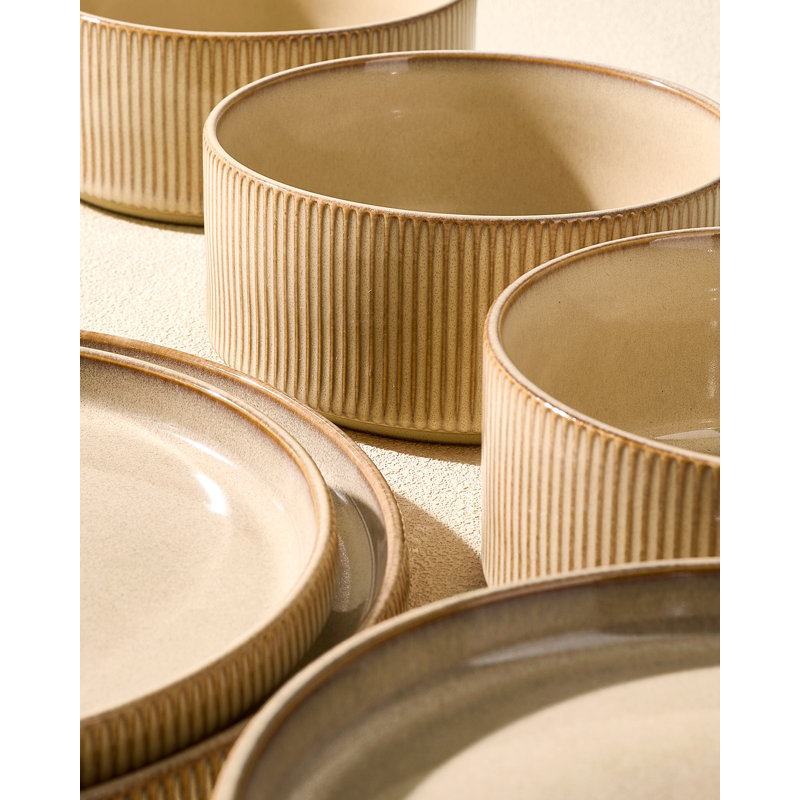 Stoneware Dinnerware Set 12 Piece - Service for 4, Cream