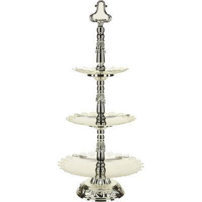 Jeweled Silver/Beige 3-Tier Spray - 23 Inches