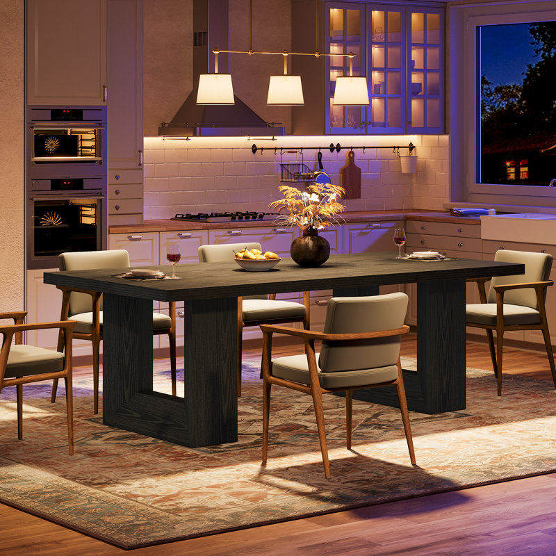 Farmhouse Dining Table For 6, 63-inch Rectangle Kitchen Table With Strong Geometric Frame For Kitchen & Dining & Living Room (natural)