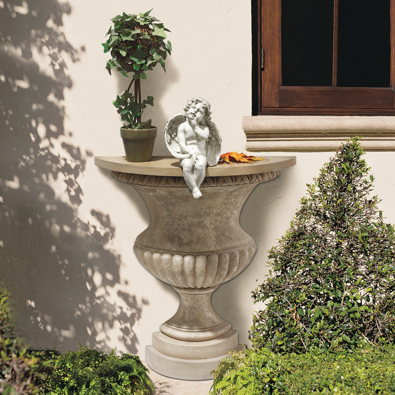 Stone Garden Wall Urn Console Table