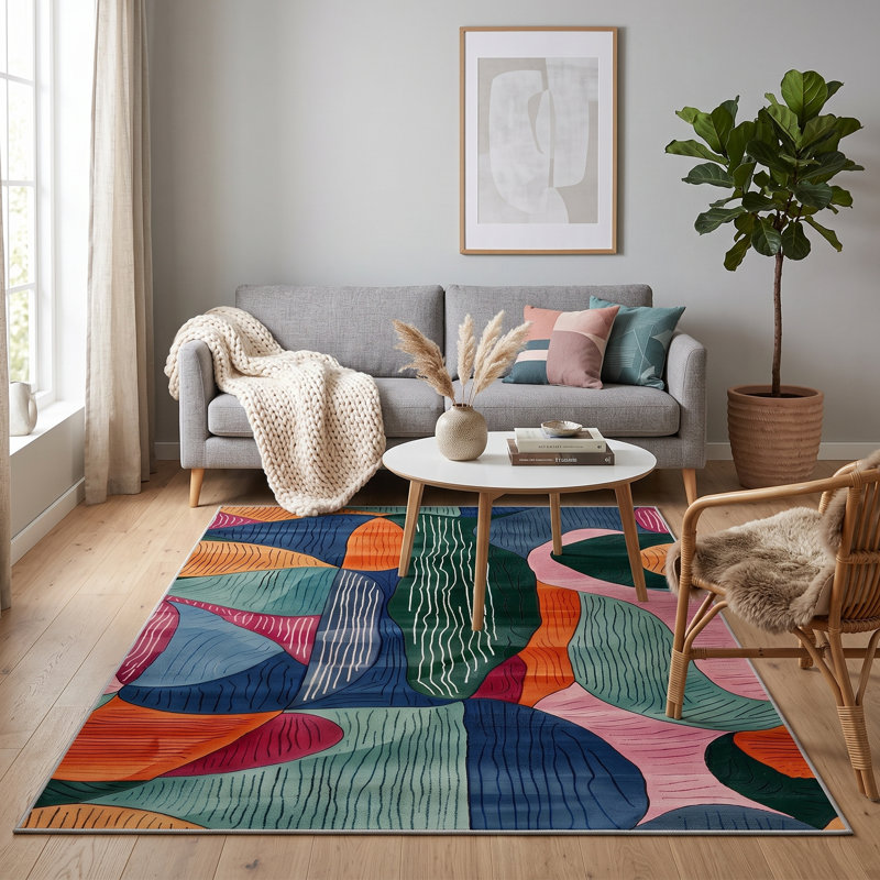Tapis abstrait de style milieu du siècle