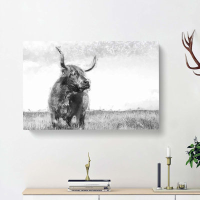 Highland Cow in Abstract - Wrapped Canvas