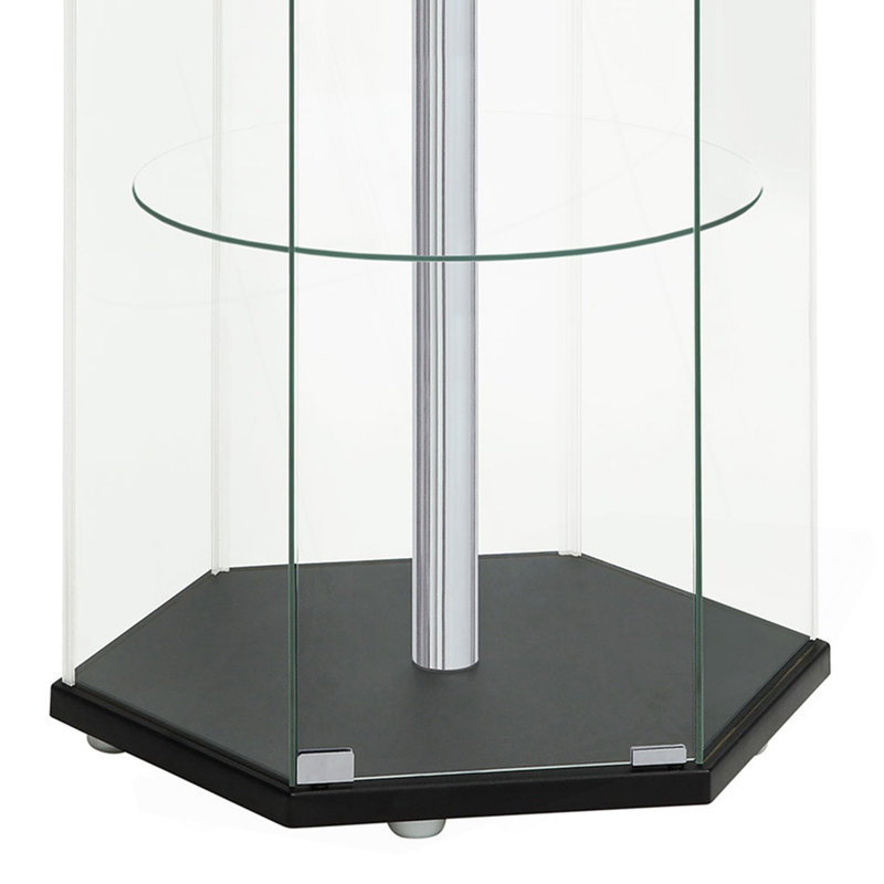 Tenley Black And Chrome Glass 4-Shelf Curio Cabinet, Black