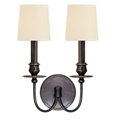 Cohasset 2-Light Wall Sconce, Aged Brass, Cream