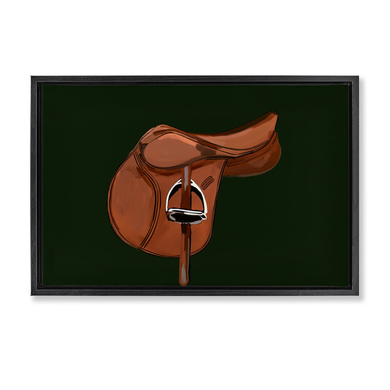 «Brown Horse Saddle» par Amelia Noyes, Cadre flottant noir de jais, H 21 po x l 31 po