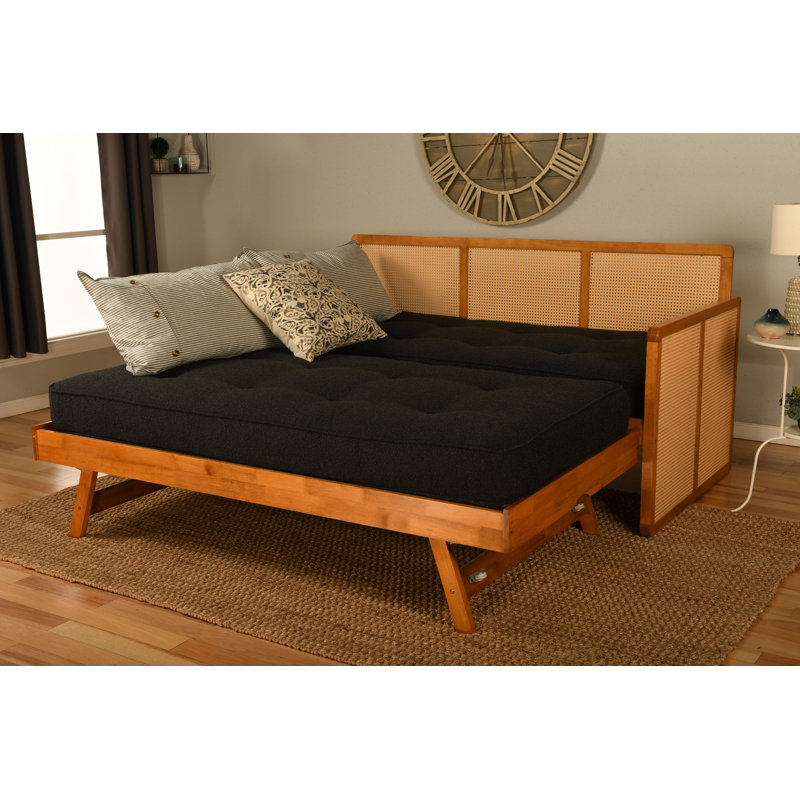 Lit de jour Bruke avec pop-up au miel avec matelas, Noir