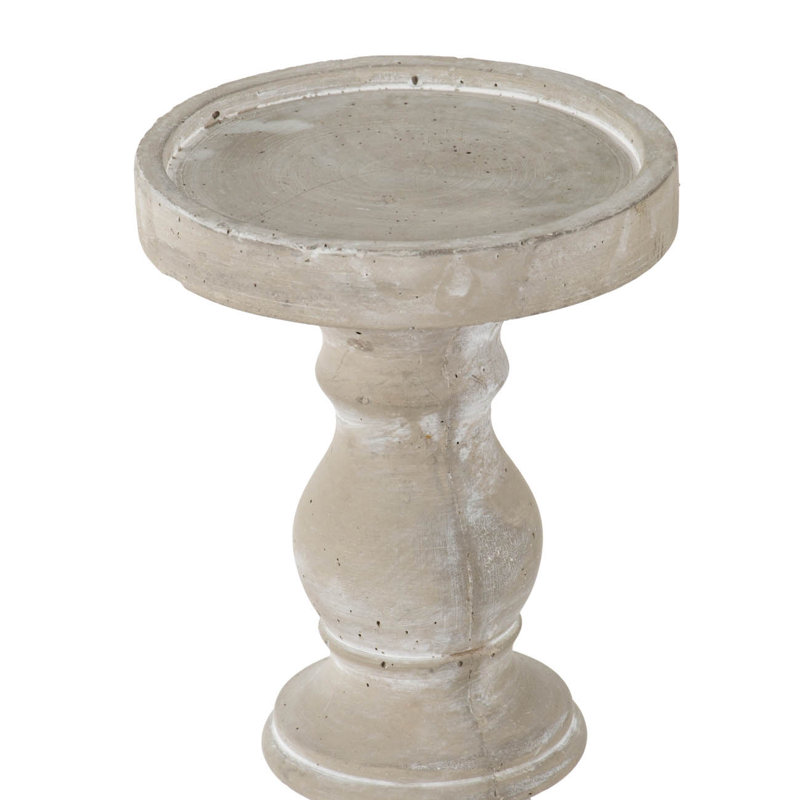 Gray Cement Turned-Style 20" Candle Holder