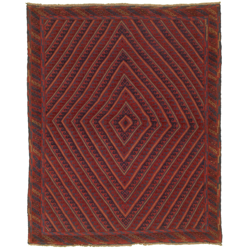 Tapis de zone one-of-kind à la main-noué la 2010 en laine rouge tadjik 4 pi 10 po x 6 pi Westbrooke
