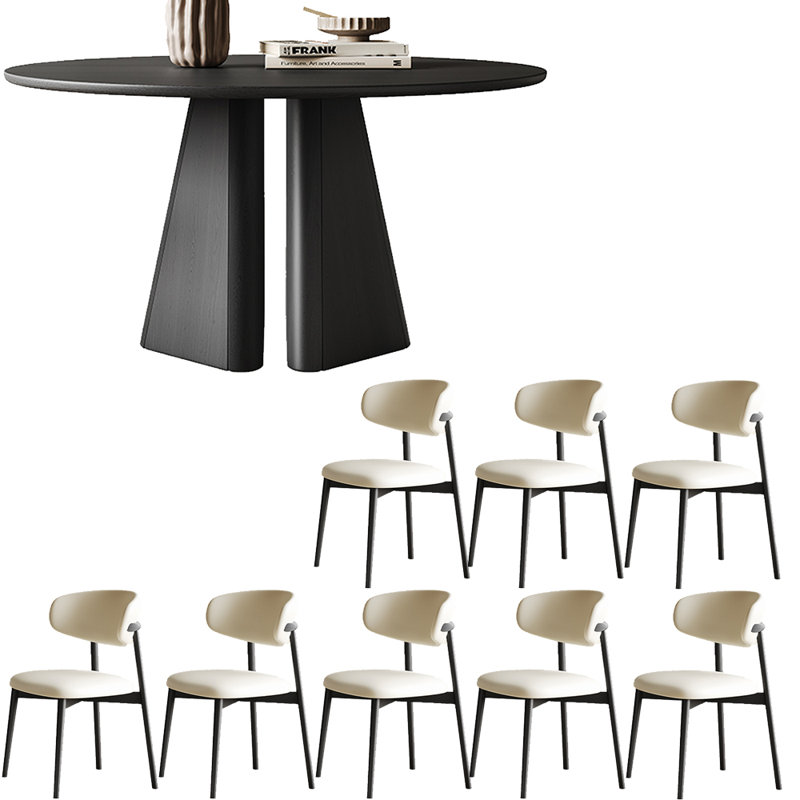 Italian-style black solid wood dining table set