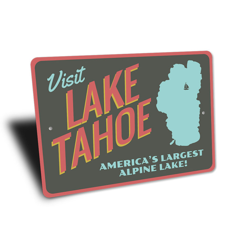 Enseigne en aluminium «visite du lac Tahoe», H 12 po x l 18 po x P 0,06 po