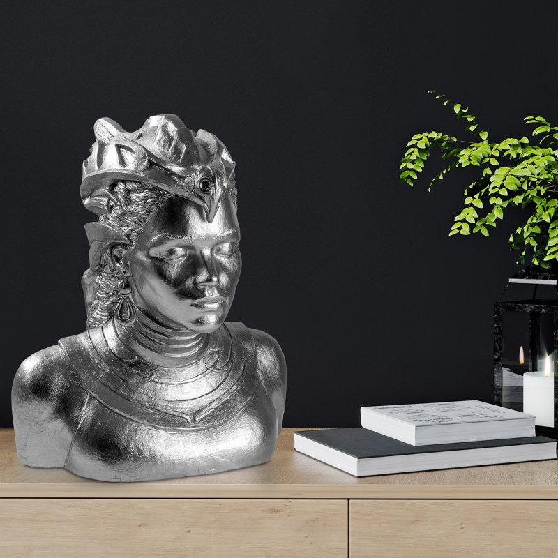 Objet décoratif peint à la main, argent, 13,8 x 16,5 x 12,6 pouces | Matériau 100% polyester, variations de couleurs uniques | Décoration parfaite pour le salon, le bureau et la maison, design élégant et accrocheur