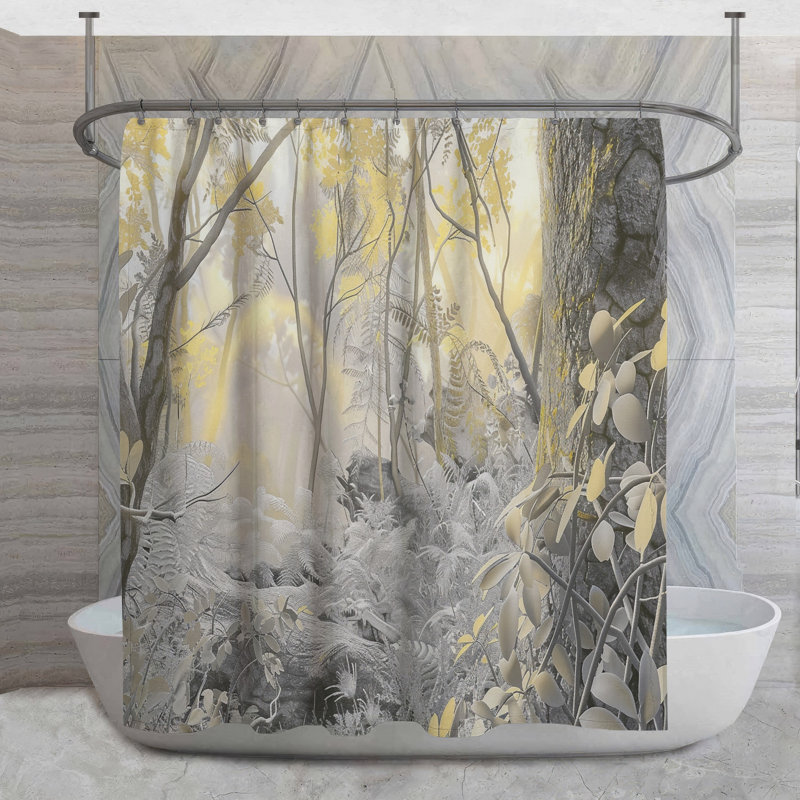 Rideau de douche Golden foliage - Nature Bathroom Decor 16613, H 84 po x l 70 po