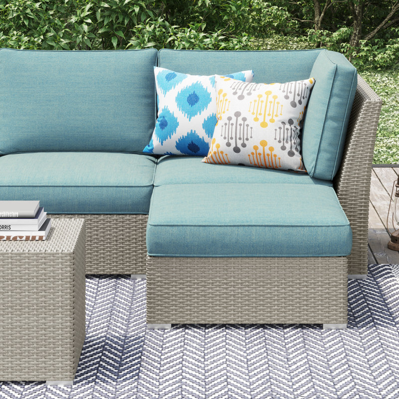 Baecher 6 - Person Wicker / Rattan Outdoor Sectional Seating Group with Cushions & Pillows (Fully Assembled)