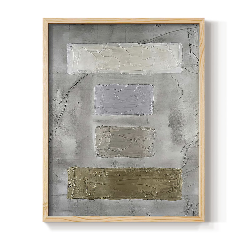 Metallic Monoliths III Framed Print - Solid Wood, Natural, 30" H x 24" W