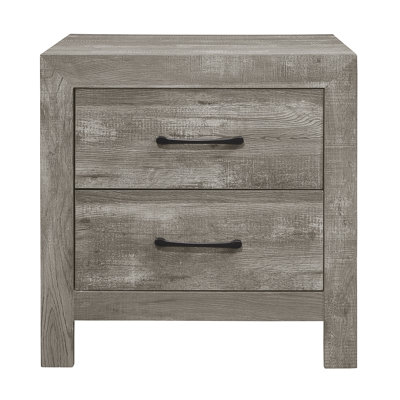 Table de chevet de style rustique avec finition grise 1 pièce et 2 tiroirs