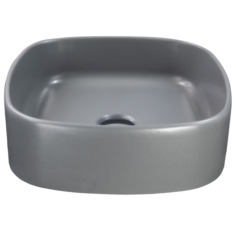 Regatta Poured Square Vessel Bathroom Sink, Concrete