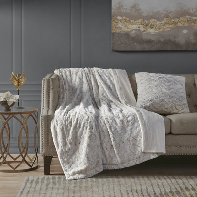  Faux Fur Striped Throw Pillow