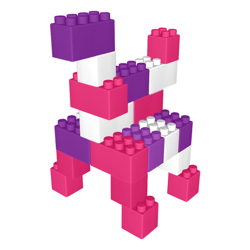 Blocs de construction Waloo Sports Jumbo, Rose / Mauve / Blanc, 25 pièces