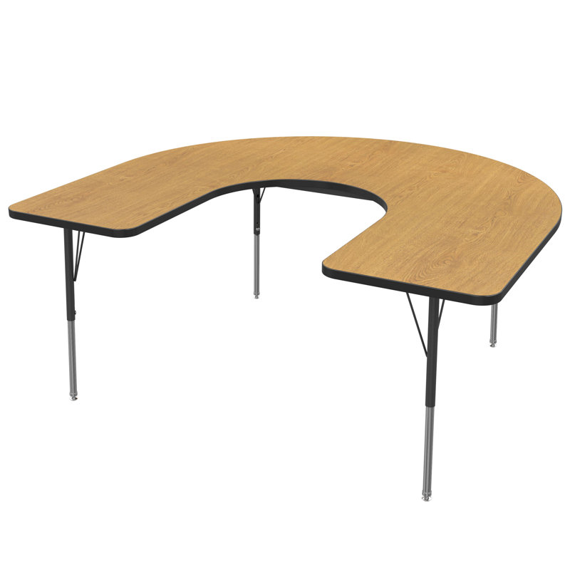 Table d'activité à hauteur réglable MG, H 30 po x L 66 po x l 60 po, Chêne solaire, Noir