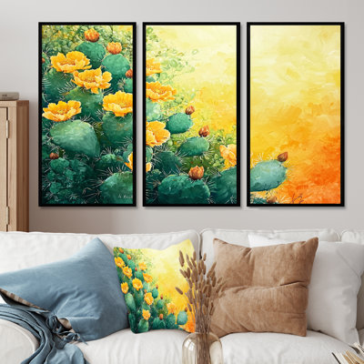 «Modern Cactus Field In Texas - Floral Cactus», ensemble de reproduction d'art mural