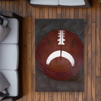Football Ball - Black Shapes Outdoor Area Rug for Home Decor