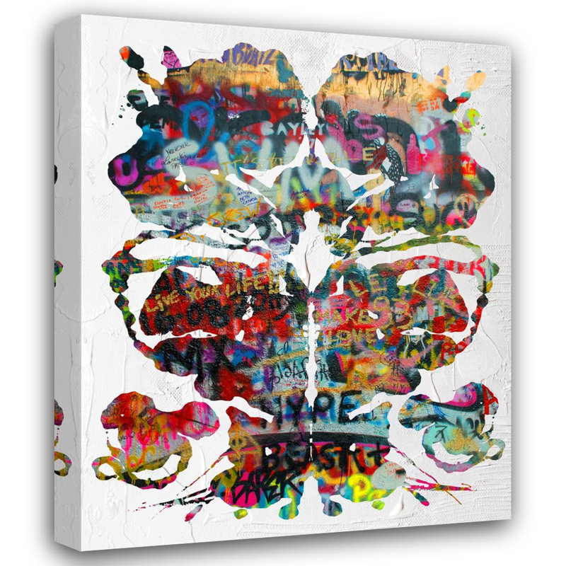 «Rorschach Graffiti» par Stephen Chambers, peinture sur toile tendue, H 18 po x l 15 po x P 1,5 po