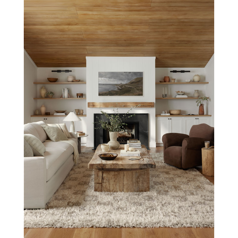 Ivory Geometric Synthetic High-Pile Area Rug Sample 18" x 18"