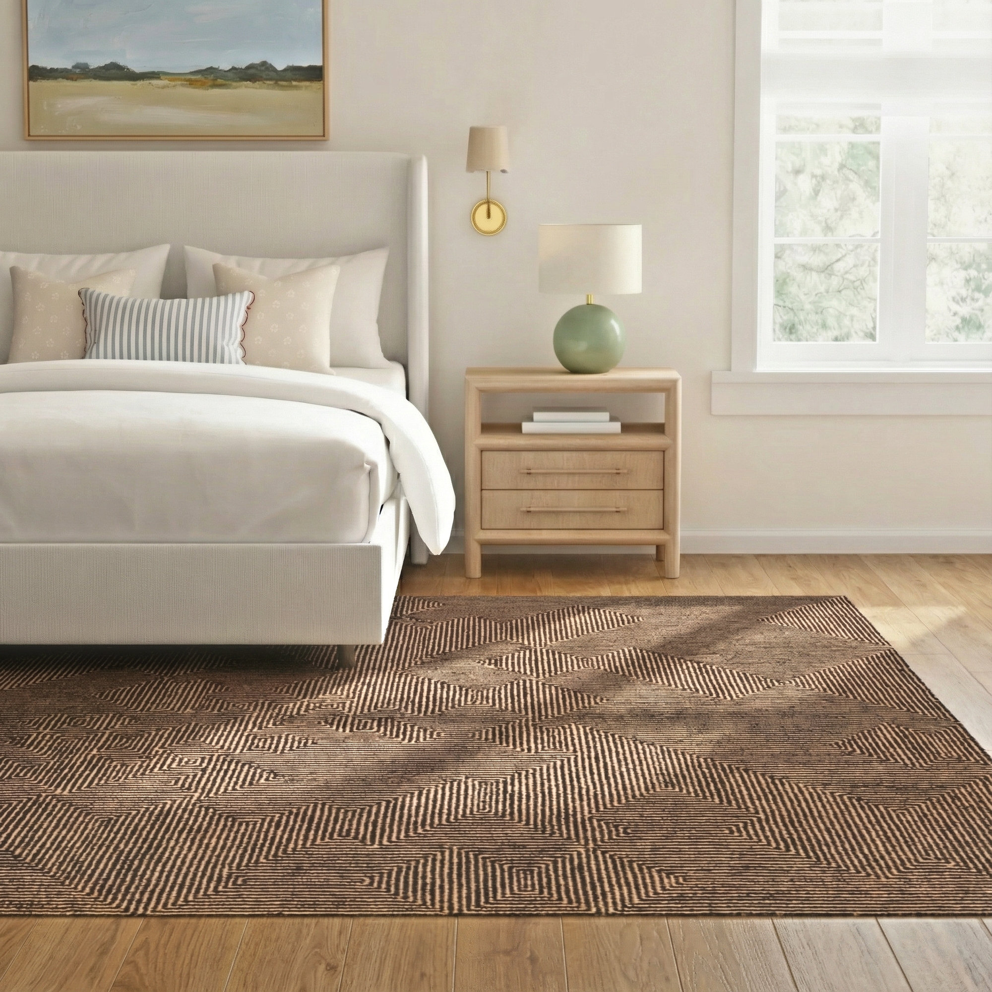 Alaska Handmade Tan/Black Rug, Rectangle 9' x 12'