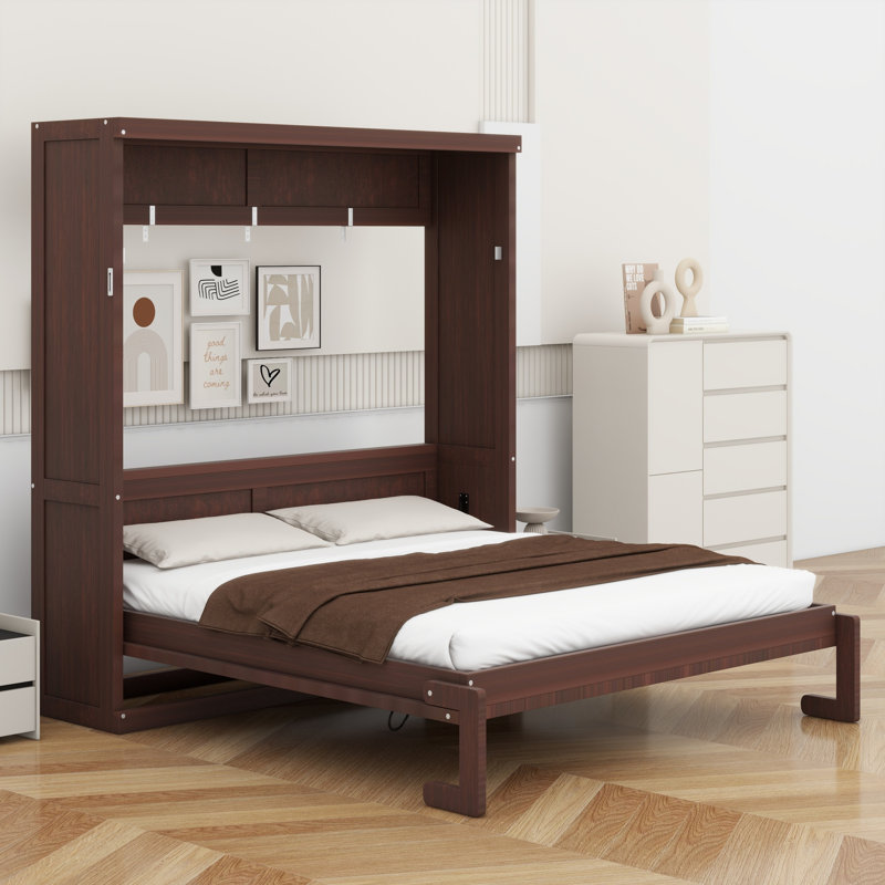 Armoire à lit escamotable pratique pour maisons modernes, Espresso, Double