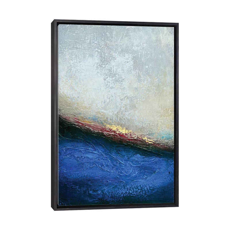 «Slate Wave» par Spell rebond Fine Art - impression, H 26 po x l 18 po x 1,5 po, Pas de tapis, Cadre noir vieilli