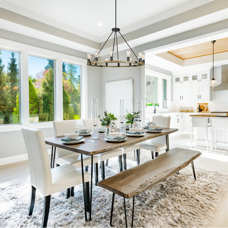 Banwarilal Dimmable Chandelier, Smoked Birch Wood Style