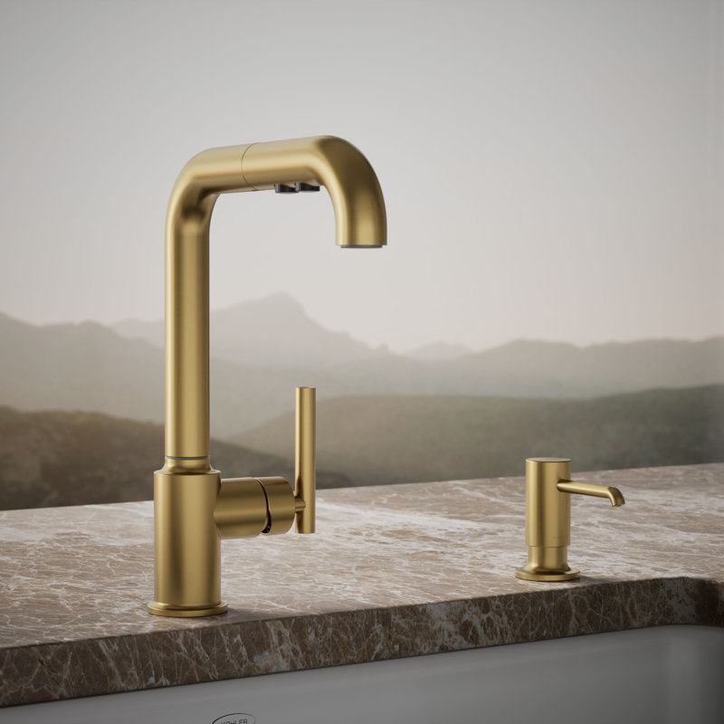 Purist Soap/Lotion Dispenser, Vibrant Brushed Moderne Brass